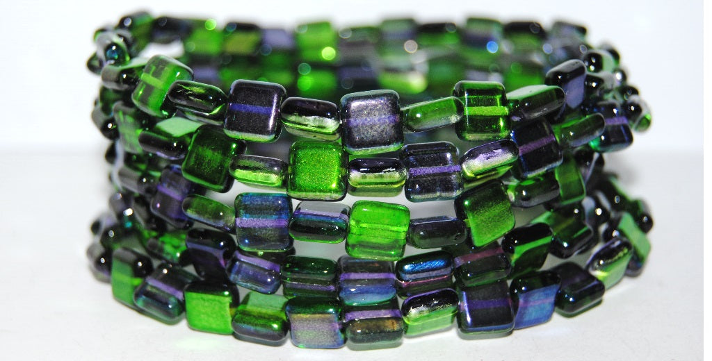 Flat Square Pressed Glass Beads, 48106 (48106), Glass, Czech Republic