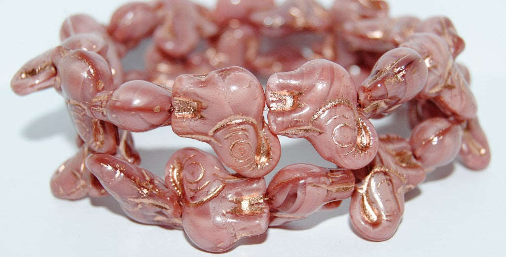 Elephant Animal Pressed Glass Beads, (76027 54200), Glass, Czech Republic