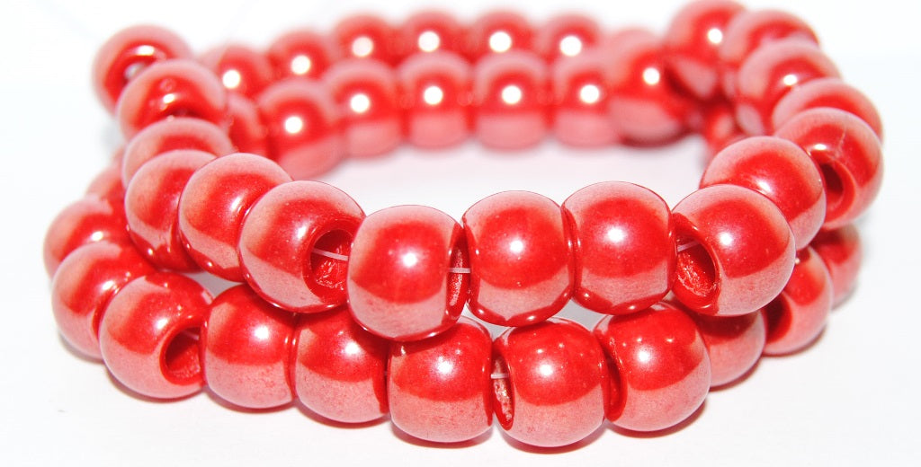 Pony Big Round Bagel Beads With Big Hole, Red Hematite (93190 14400), Glass, Czech Republic