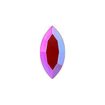 Navette Faceted Pointed Back (Doublets) Crystal Glass Stone, Red 7 Opaque With Ab (93180-Abt), Czech Republic