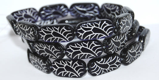 Rectangle With Ornament Pressed Glass Beads, (20250 54201), Glass, Czech Republic