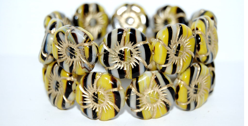 6-Petal Flower Pressed Glass Beads, (85015 54202), Glass, Czech Republic