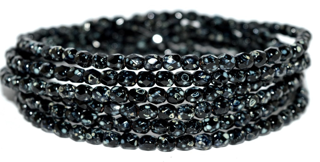 Fire Polished Round Faceted Beads, Black 43400 (23980 43400), Glass, Czech Republic