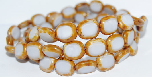 Table Cut Round Candy Beads, Transparent Light Amethyst Travertin (21000 86800), Glass, Czech Republic