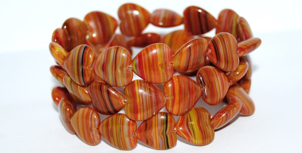 Heart Pressed Glass Beads, 95810 (95810), Glass, Czech Republic