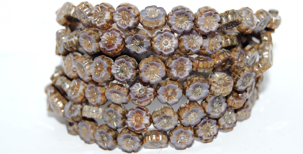 Table Cut Round Beads Hawaii Flowers, (26016 43400), Glass, Czech Republic