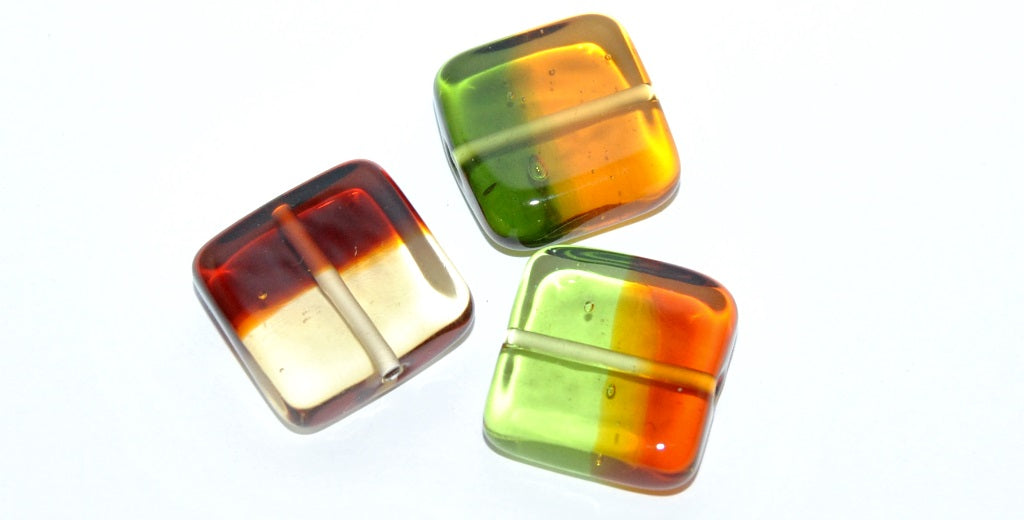 Czech Glass Hand Made Square Lampwork Beads, (S), Glass, Czech Republic