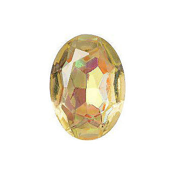 Oval Faceted Pointed Back (Doublets) Crystal Glass Stone, Yellow 11 Transparent With Ab (80100-Abb), Czech Republic