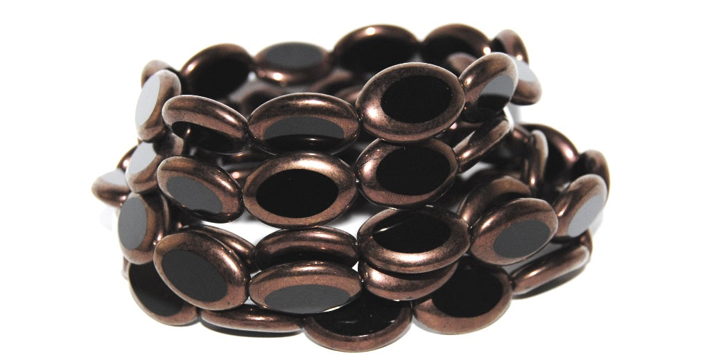 Table Cut Oval Beads Roach, Black Bronze (23980 14415), Glass, Czech Republic