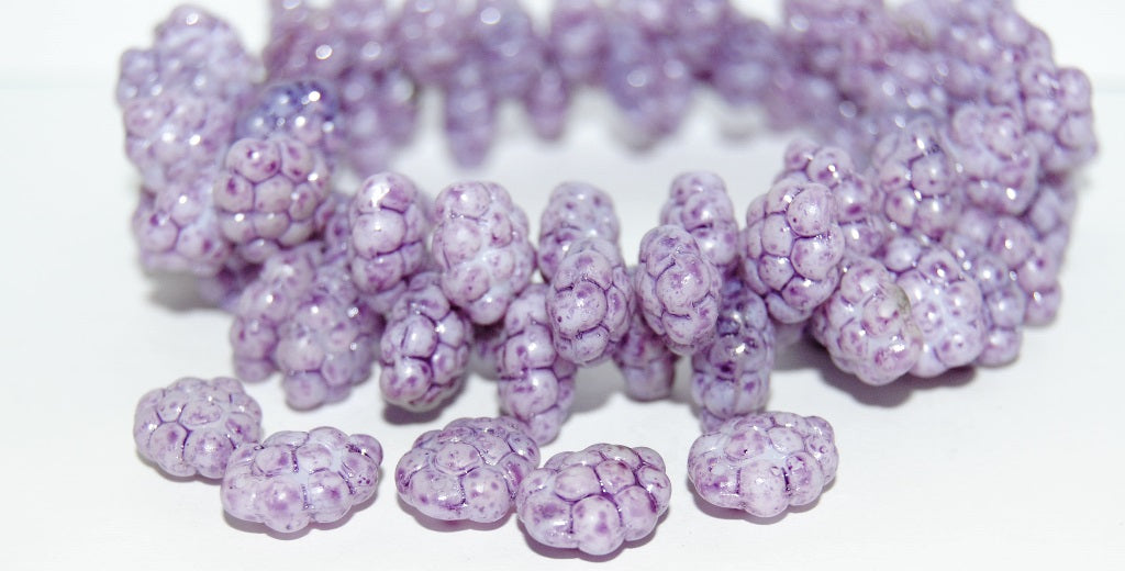 Grape Fruit Pressed Glass Beads, (Lava Glass Purple), Glass, Czech Republic