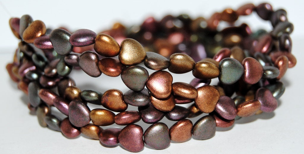 Heart Pressed Glass Beads, 1620 (1620), Glass, Czech Republic