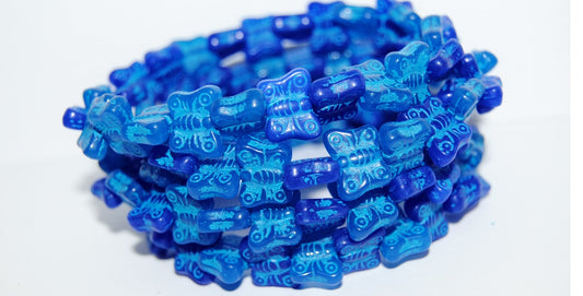 Butterfly Pressed Glass Beads, (Mixbb 46460), Glass, Czech Republic