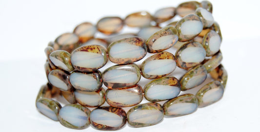 Table Cut Rectangle Beads, Opal Orange Travertin (11000 86800), Glass, Czech Republic