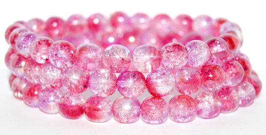Round Pressed Glass Beads Druck, (48120 Crack), Glass, Czech Republic