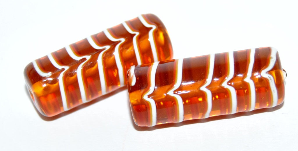 Czech Glass Hand Made Roller Tube Lampwork Beads, (3011 A), Glass, Czech Republic