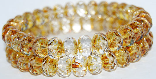 Faceted Special Cut Rondelle Fire Polished Beads, Crystal Travertin (30 86800), Glass, Czech Republic