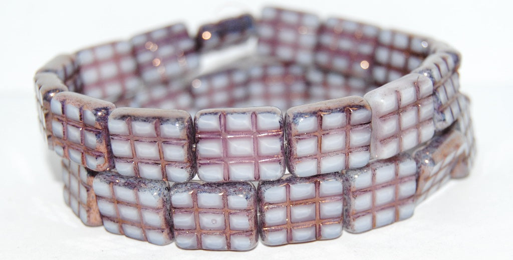 Table Cut Rectangle Beads With Grating, 7224 Bronze (7224 14415), Glass, Czech Republic