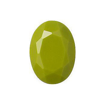 Oval Faceted Pointed Back (Doublets) Crystal Glass Stone, Light Green 8 Opaque (54021), Czech Republic