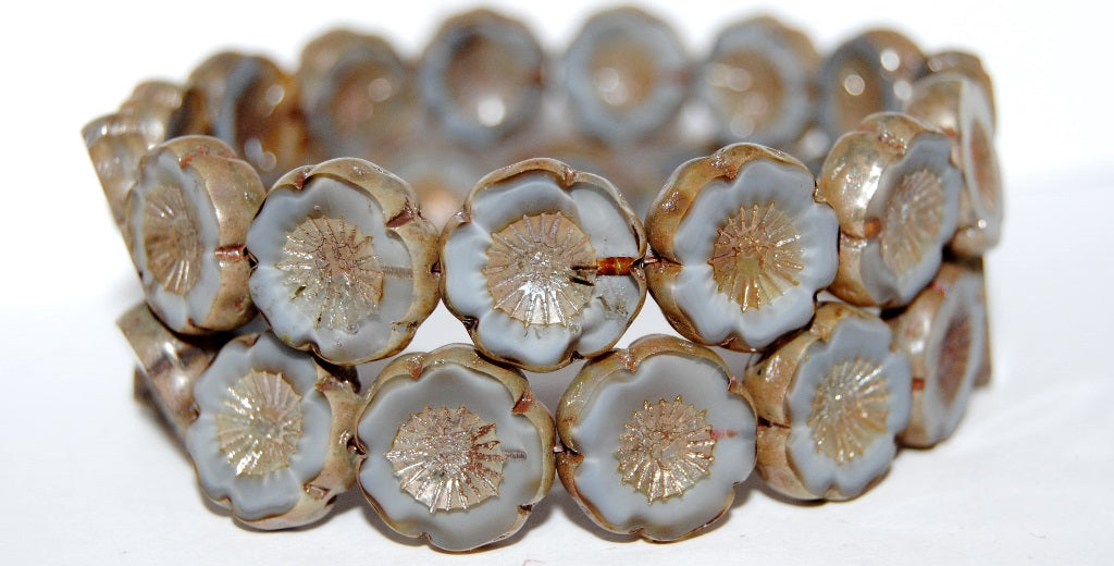 Table Cut Round Beads Hawaii Flowers, (46016 43400), Glass, Czech Republic