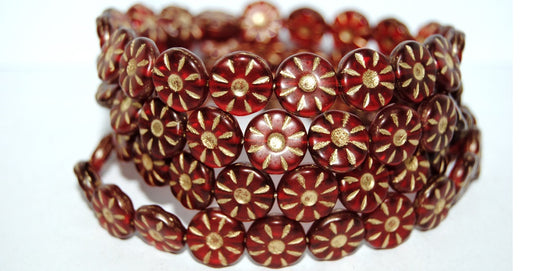 Flower Pressed Glass Beads, (9008090Mix 54202M), Glass, Czech Republic