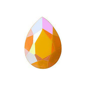 Pear Faceted Pointed Back (Doublets) Crystal Glass Stone, Yellow 6 Opaque With Ab, Polished (93110-Abp), Czech Republic