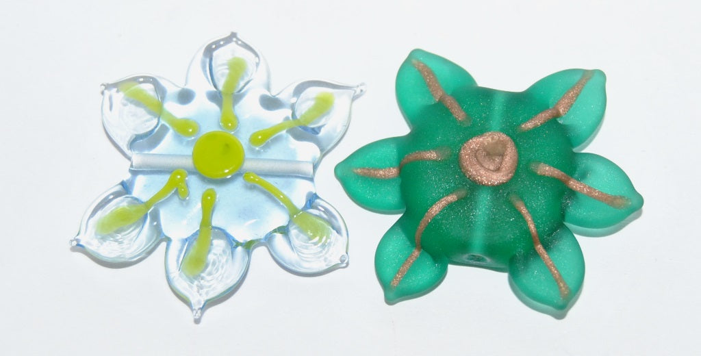 Czech Glass Hand Made Flower Lampwork Beads, (3432 F), Glass, Czech Republic