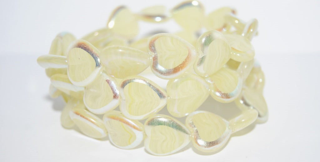 Table Cut Heart Beads, (8801 Ab 2Xside), Glass, Czech Republic