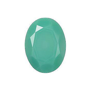 Oval Faceted Pointed Back (Doublets) Crystal Glass Stone, Turquoise 2 Opaque (63122), Czech Republic