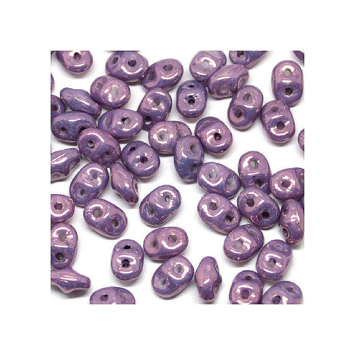 Matubo Superduo 2-hole czech pressed glass beads Metallic Luster Amethyst Chalk Glass Czech Republic