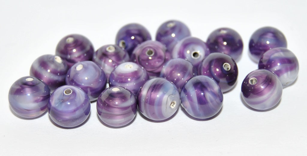 Czech Glass Hand Made Round Lampwork Beads With Aventurine, (10 E), Glass, Czech Republic