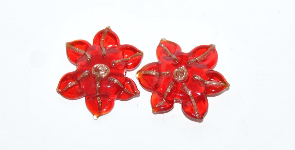 Czech Glass Hand Made Flower Lampwork Beads, (2622 C), Glass, Czech Republic