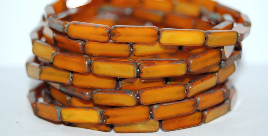 Table Cut Rectangle Beads, 81260 Travertin (81260 86800), Glass, Czech Republic