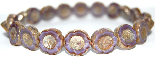 Table Cut Round Beads Hawaii Flowers, (26016 43400), Glass, Czech Republic