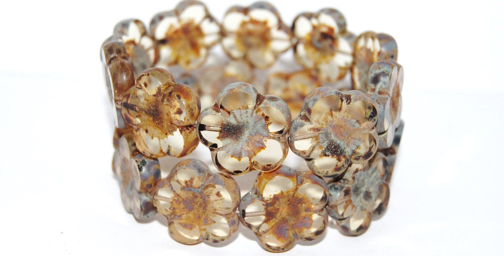 Table Cut Flower Beads Hibiscus, (21 10020 86805M), Glass, Czech Republic