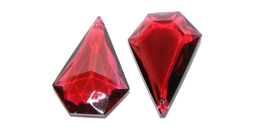 Cabochons Teardrop Diamond Faceted Flat Back Pendant With Hole, (Rubinate), Glass, Czech Republic