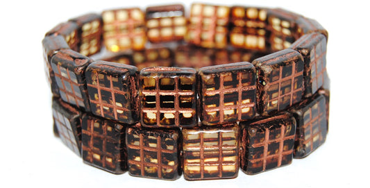 Table Cut Square Beads With Grid, Transparent Yellow 55307 (80010 55307), Glass, Czech Republic