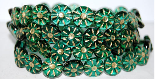 Flower Pressed Glass Beads, (5071020Mix 54202), Glass, Czech Republic