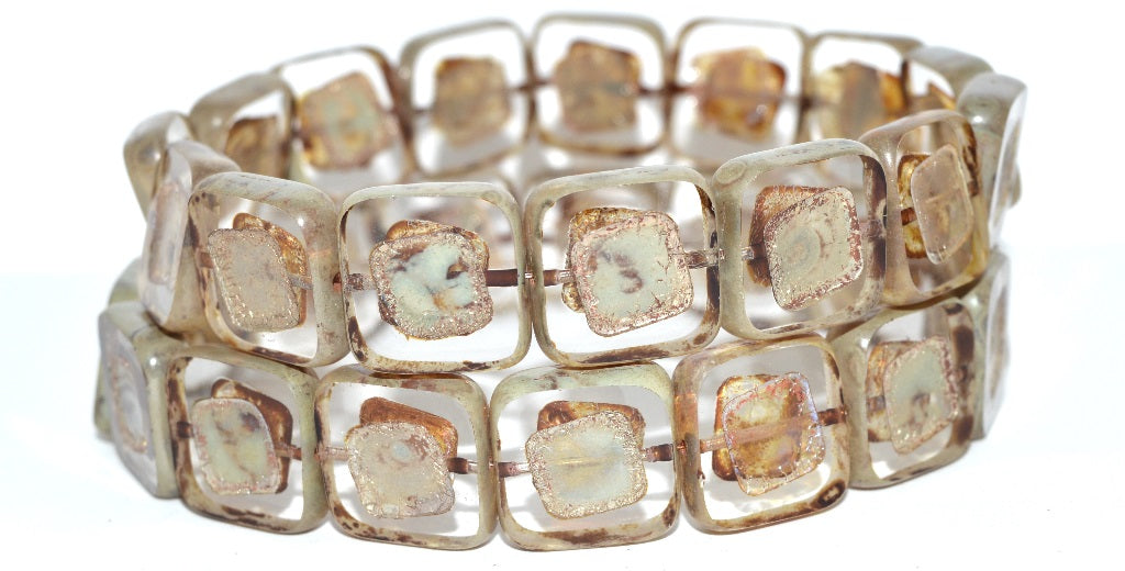 Table Cut Square Beads With Turned Square, Crystal 43400 (30 43400), Glass, Czech Republic