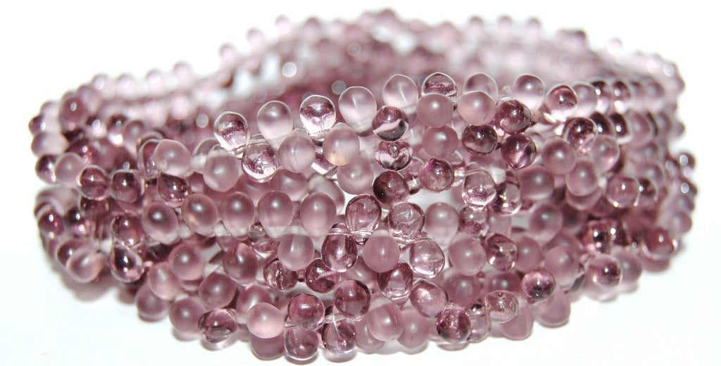 Pear Drop Pressed Glass Beads, Transparent Light Amethyst Sm (20040 Sm), Glass, Czech Republic