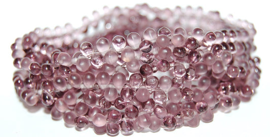 Pear Drop Pressed Glass Beads, Transparent Light Amethyst Sm (20040 Sm), Glass, Czech Republic