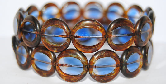 Table Cut Round Beads Eskooko, 37008 Travertin (37008 86800), Glass, Czech Republic