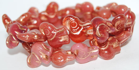 Elephant Animal Pressed Glass Beads, Opal Pink 54200 (71010 54200), Glass, Czech Republic