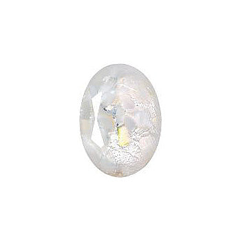 Oval Faceted Pointed Back (Doublets) Crystal Glass Stone, White 2 With Silver (04030-Ag-Br-00030), Czech Republic