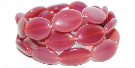 Oval Pressed Glass Beads, Opal Pink (71010), Glass, Czech Republic