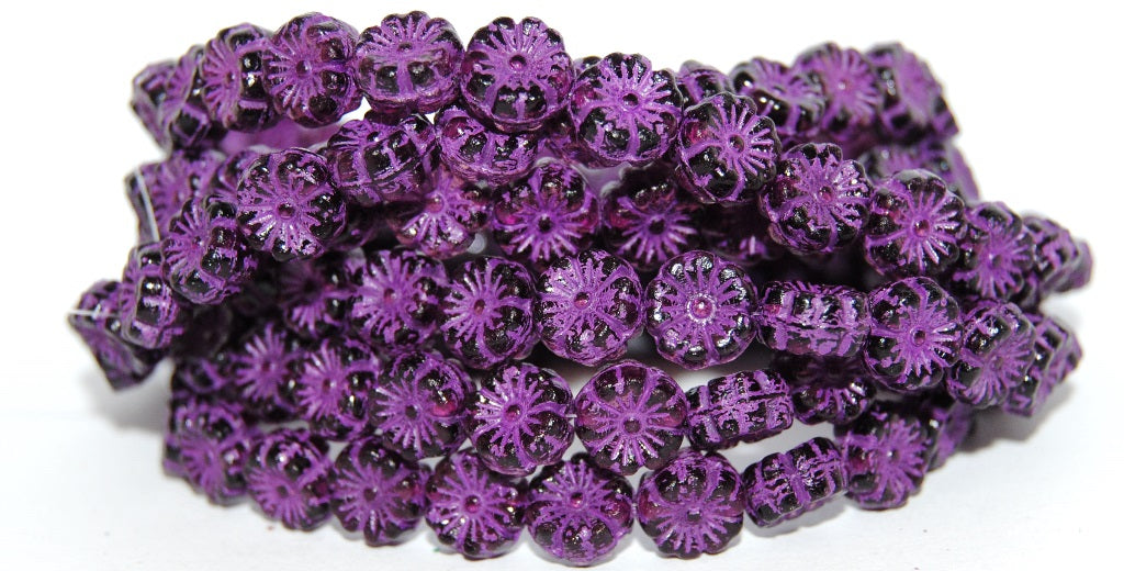 Hawaii Flower Pressed Glass Beads, (20080B 46420), Glass, Czech Republic