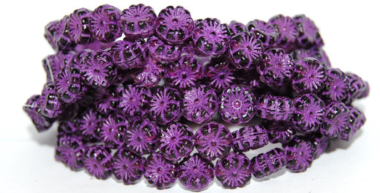 Hawaii Flower Pressed Glass Beads, (20080B 46420), Glass, Czech Republic