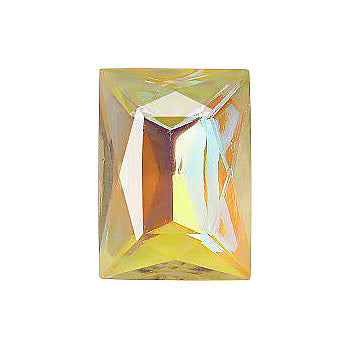 Rectangle Faceted Pointed Back (Doublets) Crystal Glass Stone, Yellow 5 Transparent With Ab (80100-Abb), Czech Republic