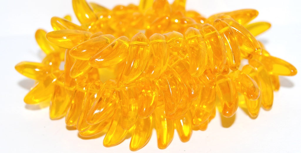 Bananas Czech Glass Thorn Beads, Transparent Yellow (80030), Glass, Czech Republic