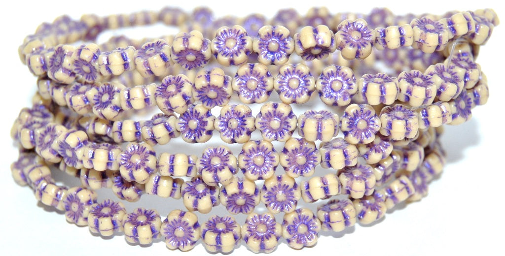 Hawaii Flower Pressed Glass Beads, (13010 43810 Metalic), Glass, Czech Republic