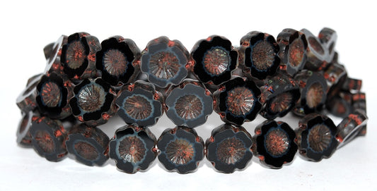 Table Cut Round Beads Hawaii Flowers, 17019 Travertin (17019 86800), Glass, Czech Republic